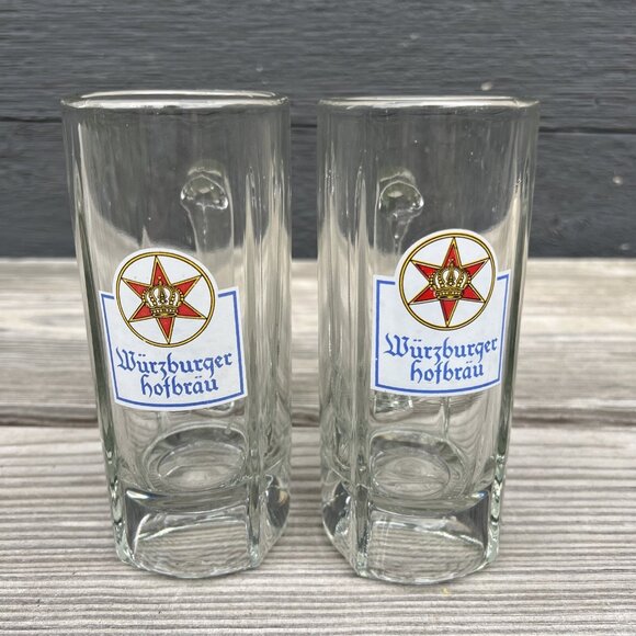 2 VTG Wurzburger Hofbrau Bavarian Pilsner Beer Glass Stein Mug - Picture 2 of 13